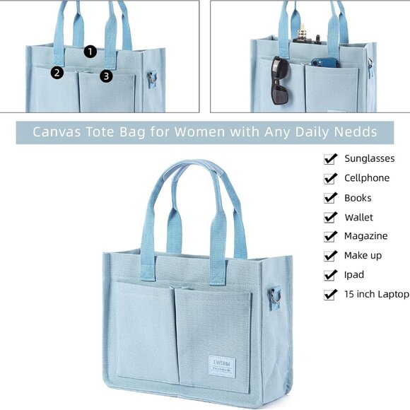 Stylish Large Capacity Canvas Tote Bag for Daily Use – Crossbody for Women - Picture 4 of 7